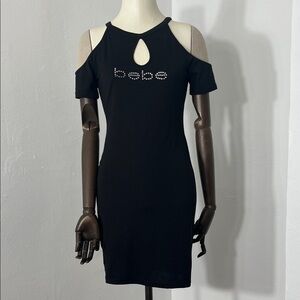 Bebe Black Cutout Shoulder Mini Dress